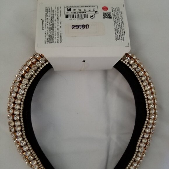 NEW Zara Rhinestone Bejeweled Faux Diamond Padded Headband Medium - Picture 2 of 3